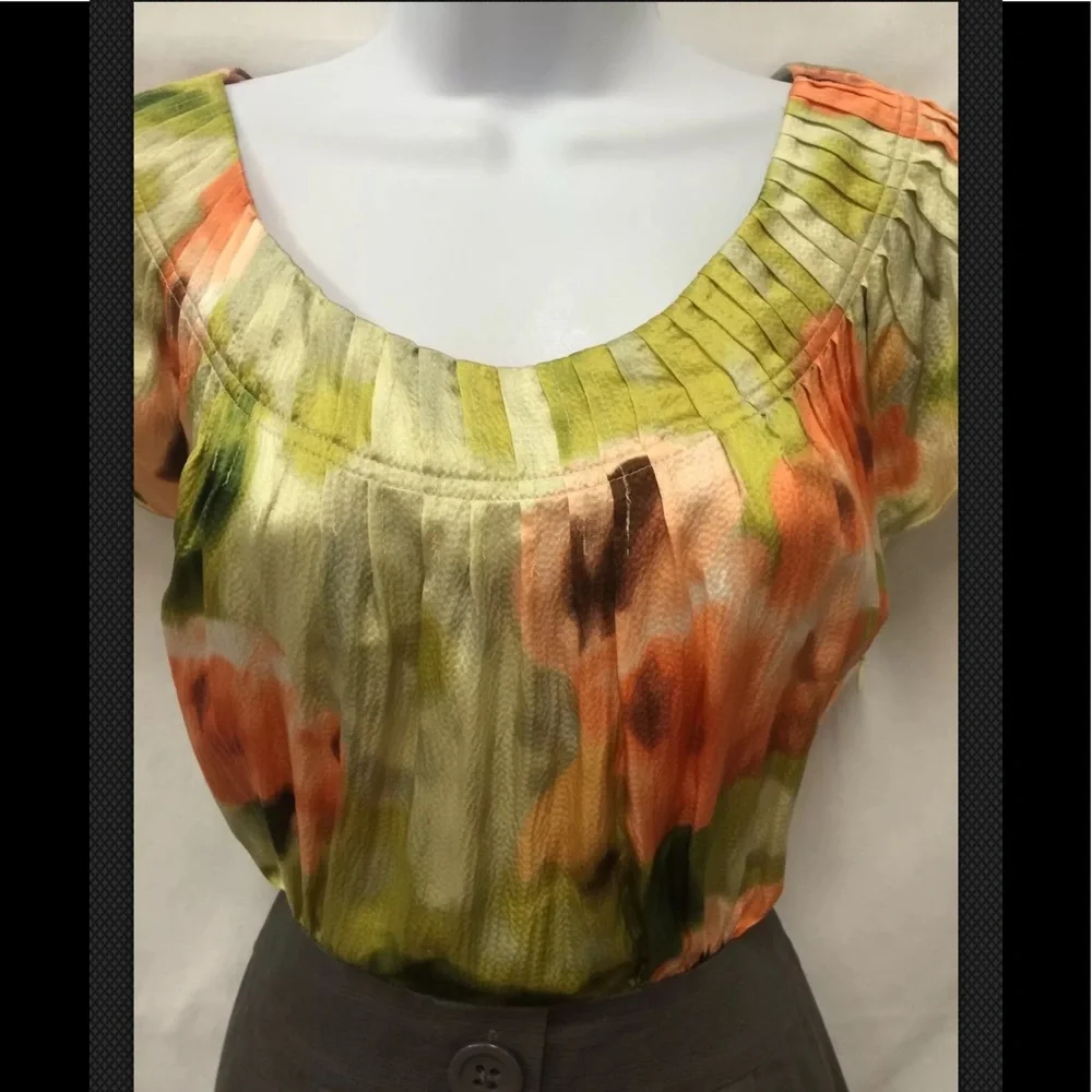 TABITHA Anthropologie Dress Zoya Lined Silk Blouse Mini Career Floral Watercolor